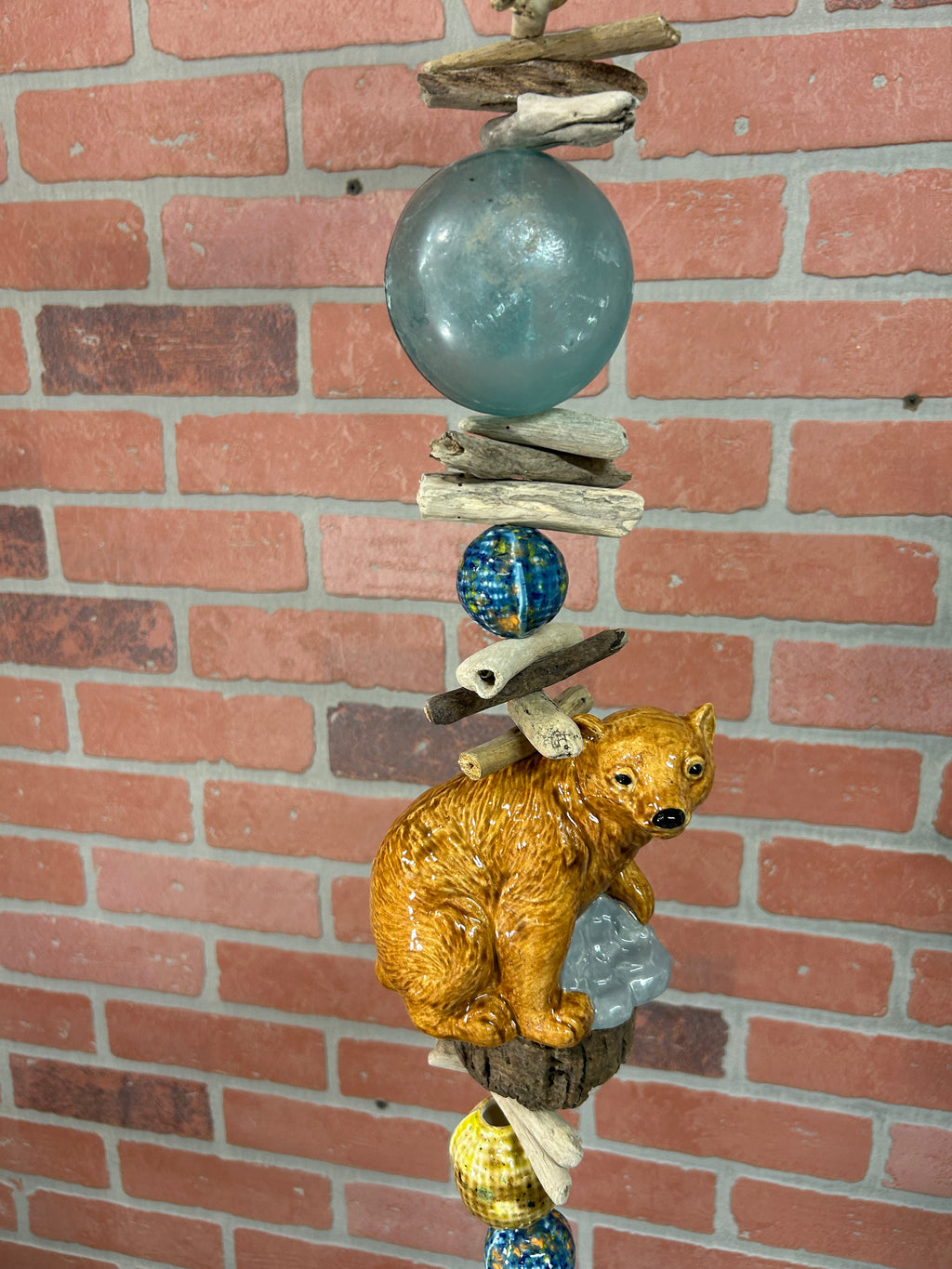 Brown Bear Silver Salmon Wind Chime large